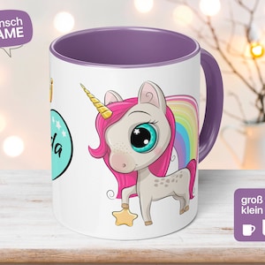 Kindertasse Personalisiert Geburtstagsgeschenk mit Einhorn Frida zum Kindergeburtstag oder als Geschenkidee für Mädchen - Handgemacht