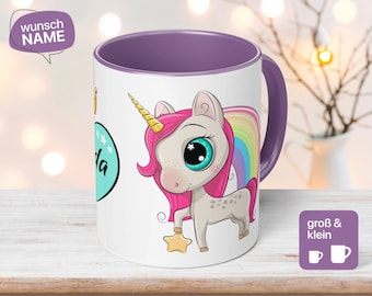 Tasse pour enfants cadeau d'anniversaire personnalisé avec la licorne Frida pour l'anniversaire d'un enfant ou comme idée cadeau pour les filles - fait main