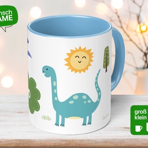 Children's mug with name and dinosaur for boys and girls as a gift for children - Dino mug individual gift - handmade by lomi®