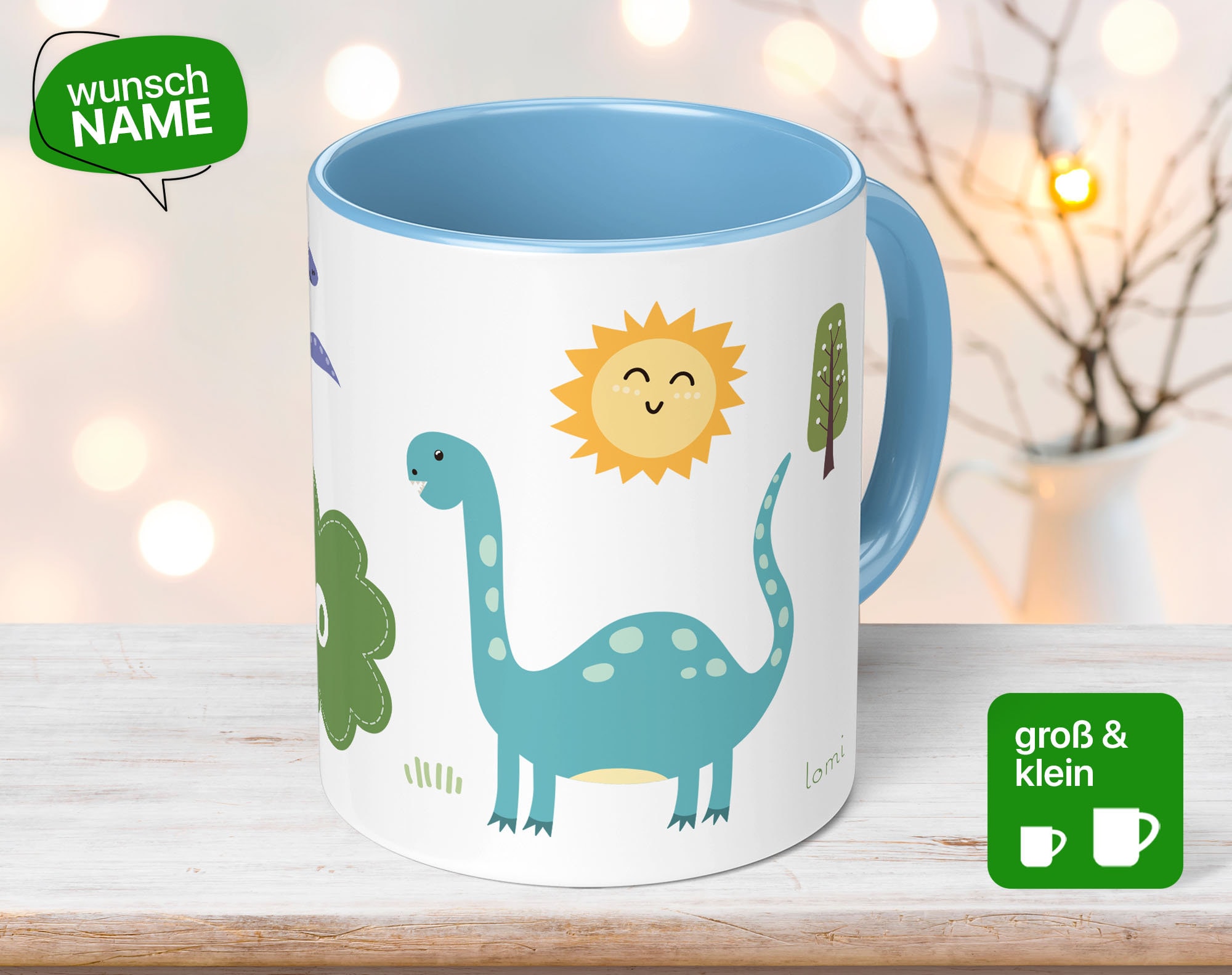 Children's mug with name and dinosaur for boys and girls as a gift for children - Dino mug individual gift - handmade