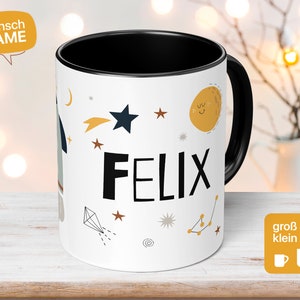 Children's cup with rocket motif for little astronauts - the name cup with personalization in two sizes as a gift for boys - Felix