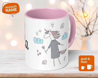 Unicorn mug with personalized name for children - birthday gift, customizable with desired name for girls and boys - children's mug