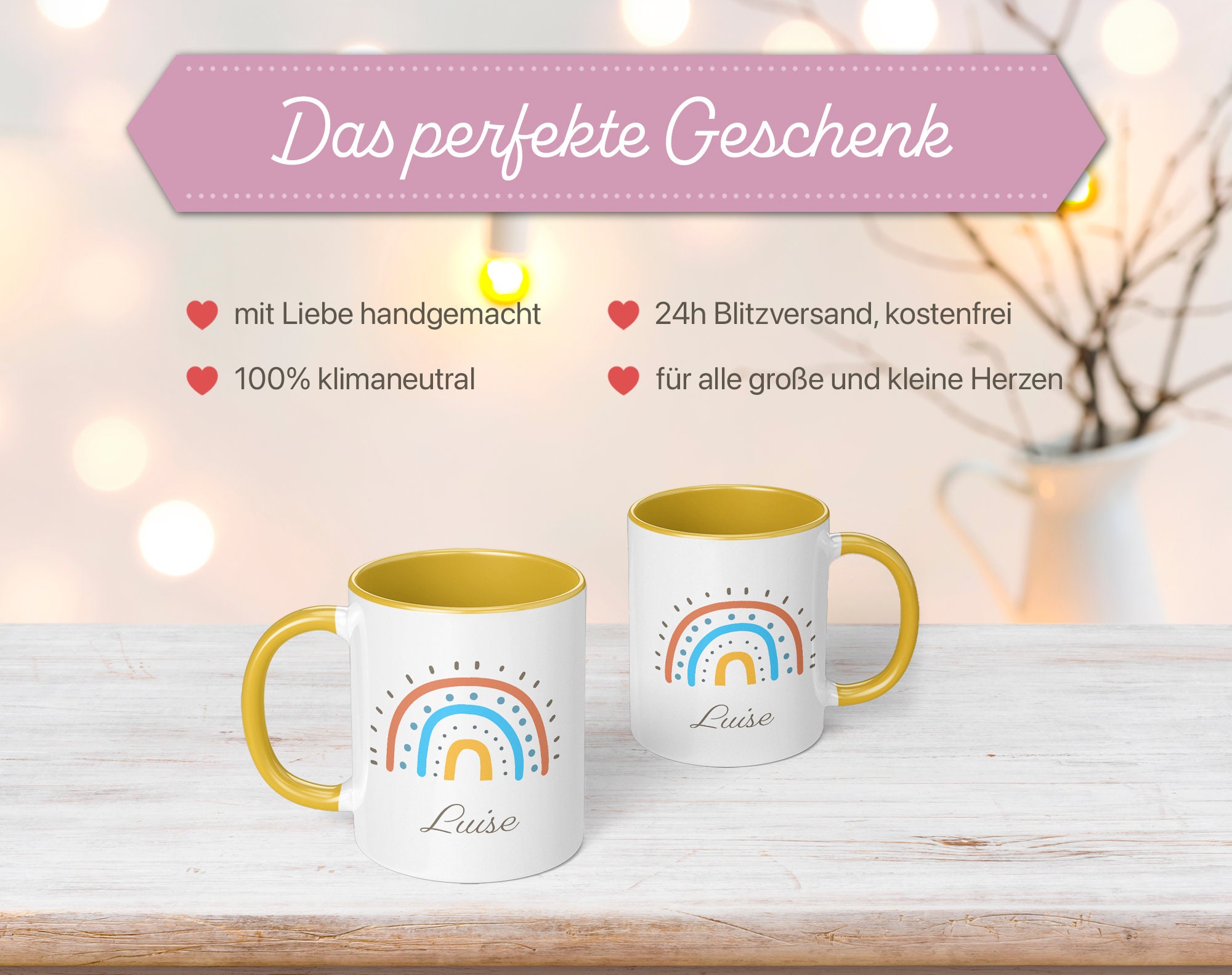 Tazza personalizzata – con nome e data – regalo per Prima Comunione o Battesimo – idea regalo per bambini e bambine – tazza di alta qualità