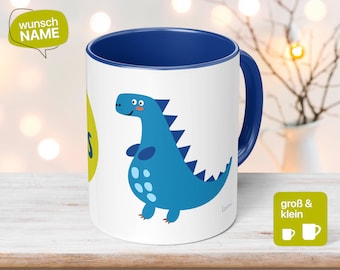 Children&#39;s mug dinosaur, personalized with name gift for children&#39;s birthday, dino mug, ceramic mug, handmade with love (Emil)