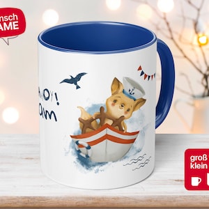 Personalized children&#39;s mug: Ahoy little fox! Mug with name as an individual gift - handmade, climate neutral