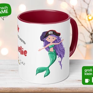 Liebenswerte Kindertasse &quot;Amélie die kleine Meerjungfrau&quot; mit Name als Geschenk zum Kindergeburtstag oder zu Weihnachten - nachhaltig Lomie