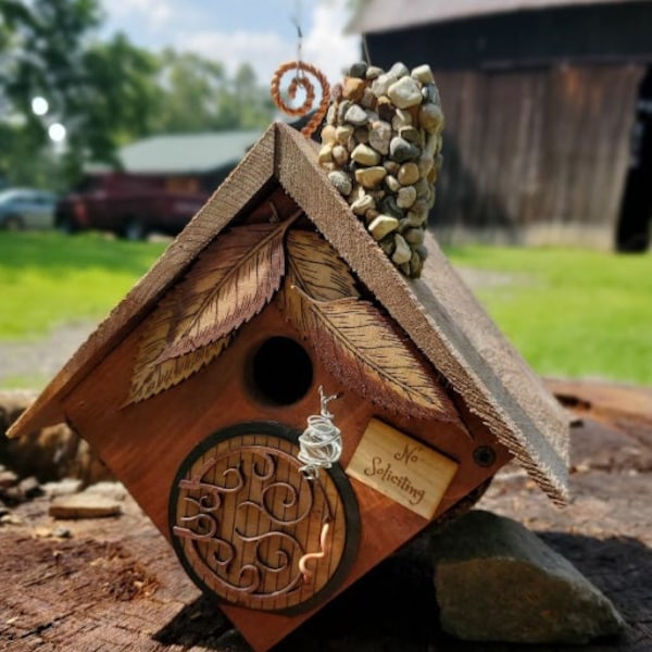 Hobbit Birdhouse with Leaves - Now with New Sign Options!