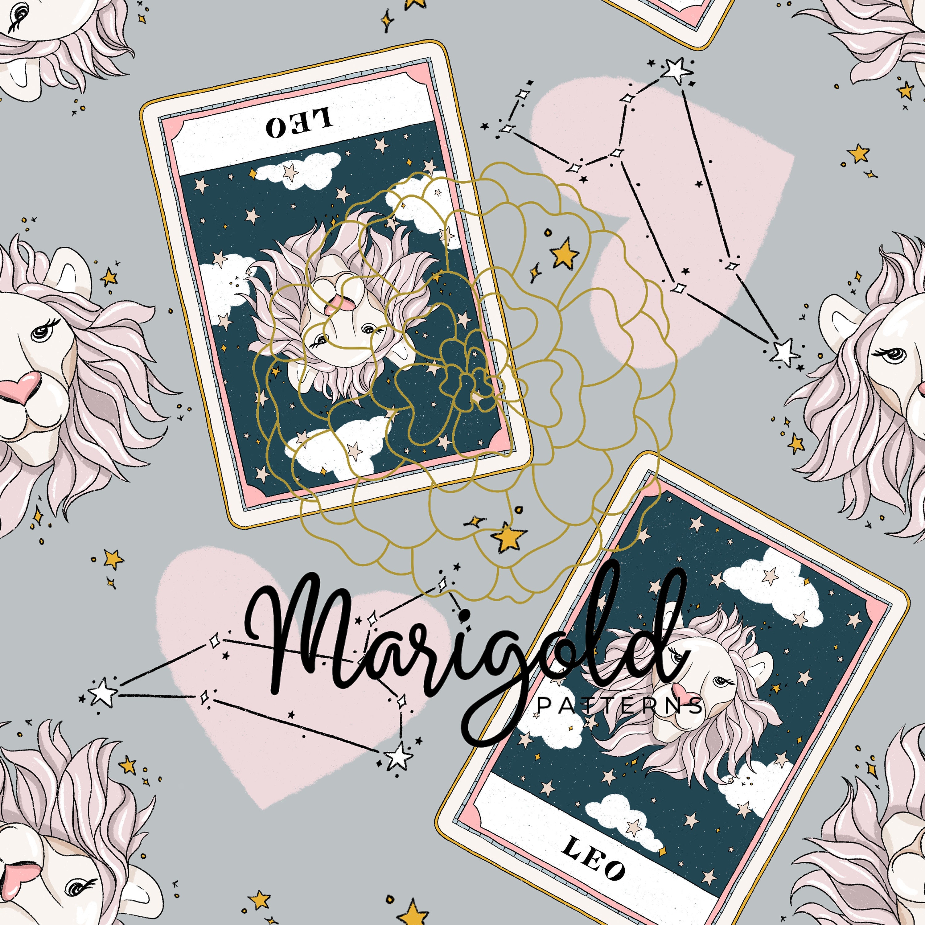 Leo Seamless Pattern Zodiac Seamless Pattern Constellation Seamless ...