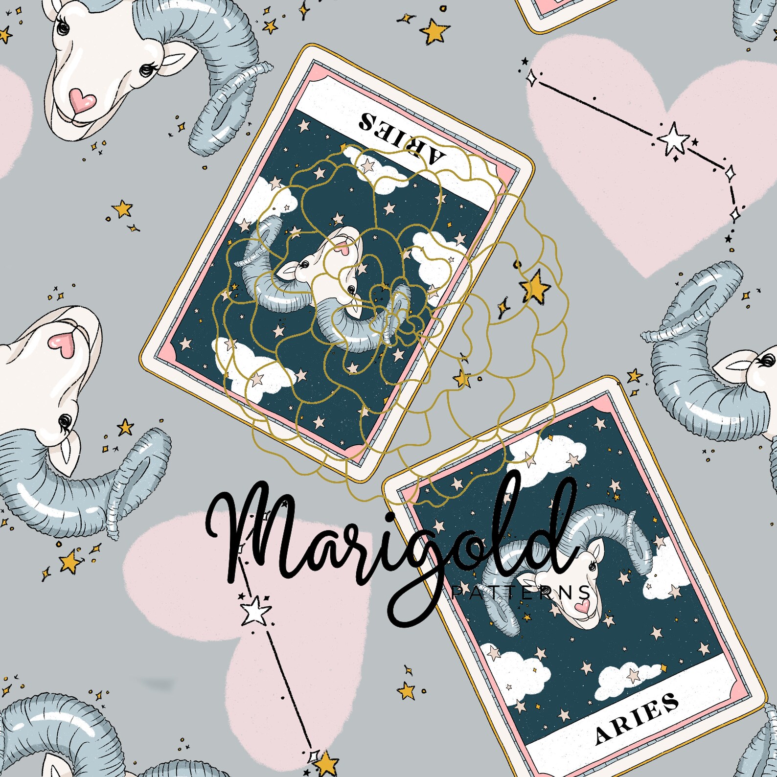 Aries Seamless Pattern Zodiac Seamless Pattern Constellation Seamless ...