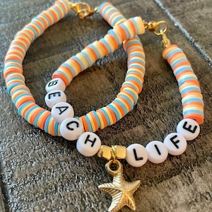 BEACH LIFE Clay Bead Bracelet Cute Etsy