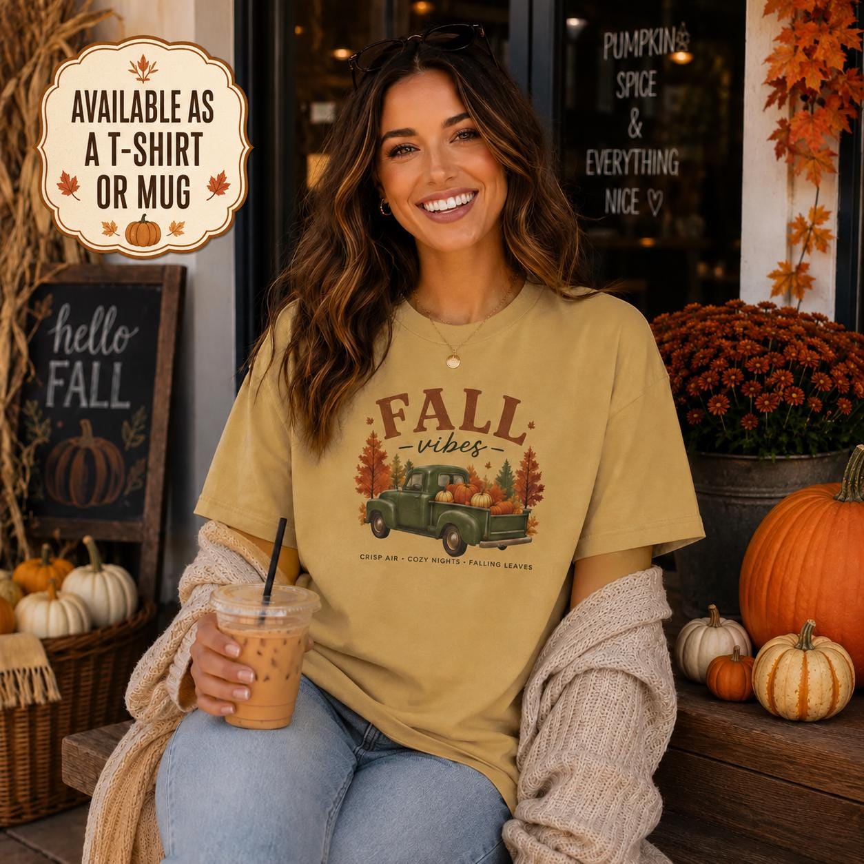 Vintage Fall Truck Shirt, Retro Pumpkin Farm Graphic Tee, Cute Fall Vibes T-Shirt, Autumn Mug Gift, Country Thanksgiving Apparel Unisex