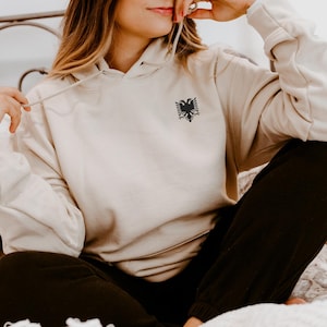 Minimal Embroidered Albanian Eagle Unisex Hoodie, Double-Headed Eagle Hooded Pullover, Black Albanian Eagle Hoodie, Albanian Hoodie