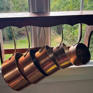 French Copper Sauce Pan Set: Stainless Steel Interior, Cast Iron Handles