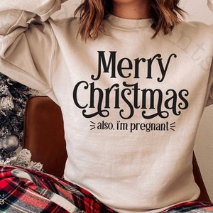 Grossesse de Noël SVG & PNG, Annonce de grossesse de Noël Svg, Vacances Gender Reveal Svg, Joyeux Noël aussi je suis enceinte Svg