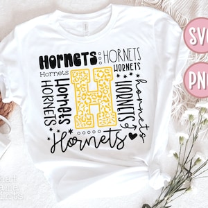 Hornets Svg & PNG, Typography Svg, Hornets Cheer Svg, Hornets Football Svg, Hornets Baseball Svg, Hornets Mascot Svg, Hornets Team Shirt Svg