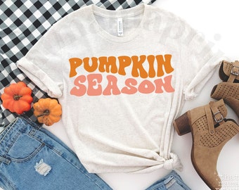Retro Pumpkin Season SVG & PNG, Retro Thanksgiving Shirt Svg, Wavy Pumpkin Season Png, Trendy Autumn Shirt Svg, Fall Cut File, Sublimation