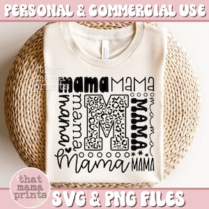Mama Tipografia SVG e PNG, Mama Svg, Dia das Mães Svg, Mama Shirt Svg, Presente para mamãe Svg, Estampa de leopardo Svg, Mama Sublimação Png