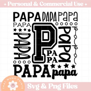 Papa SVG & PNG, Father's Day Svg, Papa Shirt Svg, Gift for Papa Svg, Grandparents Day Svg, Papa Sublimation PNG Design
