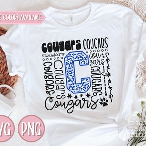 Cougars SVG PNG, Typografie SVG, Cougars Jubel svg, Cougars Fußball svg, Cougars Baseball svg, Cougar Maskottchen svg, Cougars Shirt Sublimation