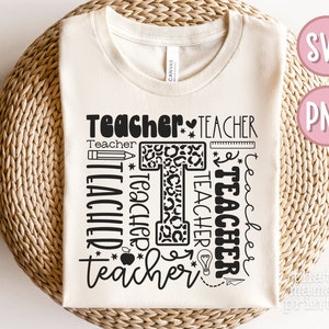 Lehrer-Typografie-Design-Svg & Png, Teach-Svg, Back to School-Svg, Geschenke für Lehrer-Svg, Retro-Lehrer-Svg, Lehrer-Shirt-Svg, Sublimation