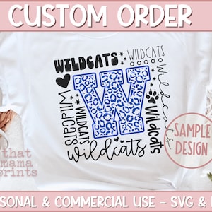 CUSTOM ORDER - Mascot Typography Design, Custom Team Mascot Shirt Svg & Png, Custom School Mascot Shirt Design, Custom Leopard Print Png