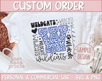 CUSTOM ORDER - Mascot Typography Design, Custom Team Mascot Shirt Svg & Png, Custom School Mascot Shirt Design, Custom Leopard Print Png
