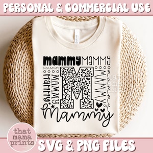 Mammy Typografie SVG & PNG, Mammy svg, Muttertags-Svg, Mammy-Shirt-Svg, Oma-Svg, Großmutter, Leoparden-Print Art-Svg, Mammy Sublimation Png