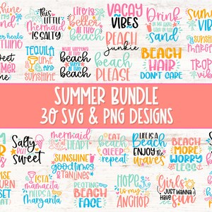 Summer Bundle SVG & PNG, Beach Svg Bundle, Funny Beach Quotes Svg ...