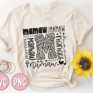 Mamaw SVG & PNG, Muttertags-Svg, Mamaw Typografie-Svg, Mamaw-Shirt svg, Leopardenmuster, Oma svg, Mamaw Geschenk, Cut File, Png Sublimation