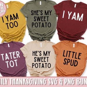 Paquete SVG & PNG de batata I Yam, paquete familiar de Acción de Gracias de Acción de Gracias a juego, mami de otoño y mini svg, paquete divertido de pareja de Acción de Gracias de Acción de Gracias