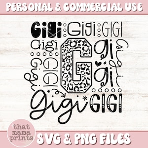 Gigi SVG & PNG, Muttertag svg, Gigi Typografie svg, Gig Shirt svg, Leopardenmuster, Oma svg, Gigi Geschenk, Großmutter Png Sublimation