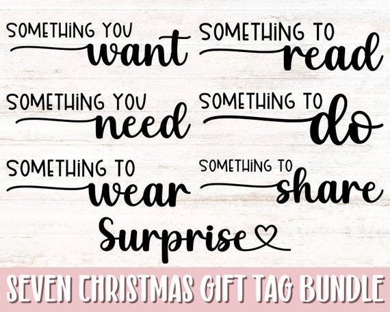 Christmas Gift Tag SVG & PNG Bundle, Christmas Gift Rule Svg, Christmas Tags Svg, Farmhouse Gift Tags Svg, Something You Wear Need Want Read