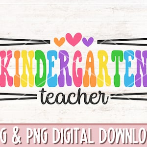 Retro Kindergarten Teacher SVG & PNG, Kindergarten Svg, Teach Svg, Teacher Life Svg, School Svg, Back to School Svg Best Teacher Sublimation