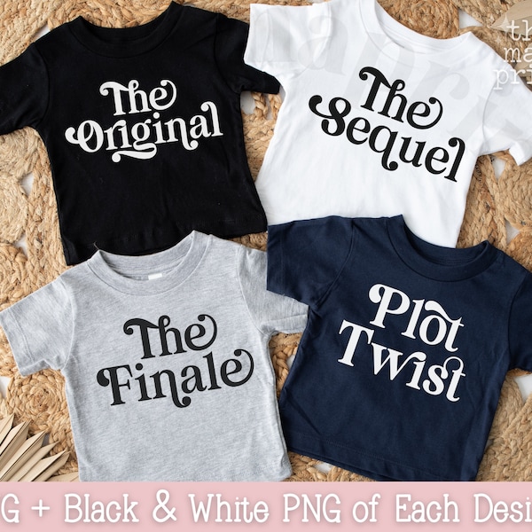 Frères et sœurs Chemise Bundle SVG & Png, Original Sequel Finale Plot Twist SVG, Jumeaux SVG, Chemises familiales assorties SVG, Annonce de nouveau bébé SVG