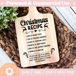Cutting Board Svg Png Eps Dxf Pdf, Christmas Recipe Svg,  Family Christmas Svg, Baking Svg, Christmas Charcuterie Svg, Christmas Kitchen Svg