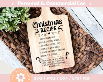 Cutting Board Svg Png Eps Dxf Pdf, Christmas Recipe Svg,  Family Christmas Svg, Baking Svg, Christmas Charcuterie Svg, Christmas Kitchen Svg