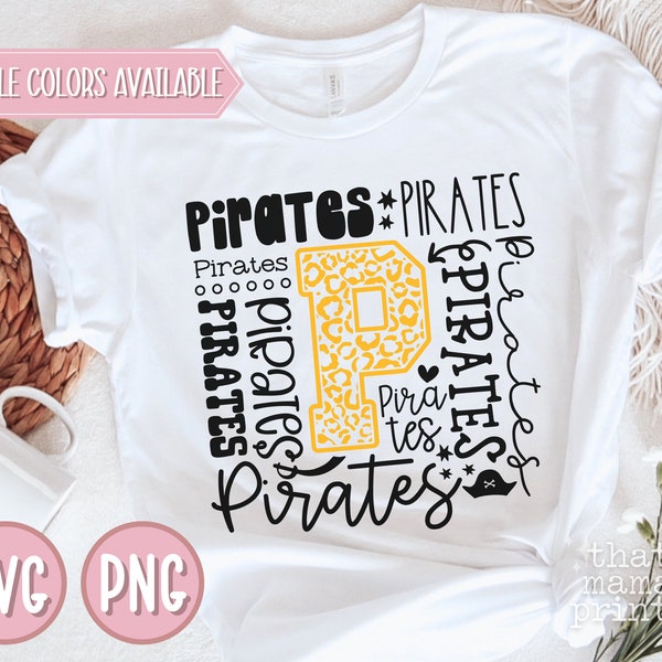 Pirates SVG & PNG, Pirates Typography Svg, Pirates Cheer Svg, Pirates Football Svg, Pirates Softball Svg, Pirate Mascot, Pirates Sublimation