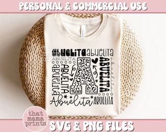 Abuelita Typography SVG & PNG, Abuelita Svg, Mothers Day Svg, Abuela Shirt Svg, Grandma Svg, Grandmother Svg, Leopard Print Svg, Sublimation