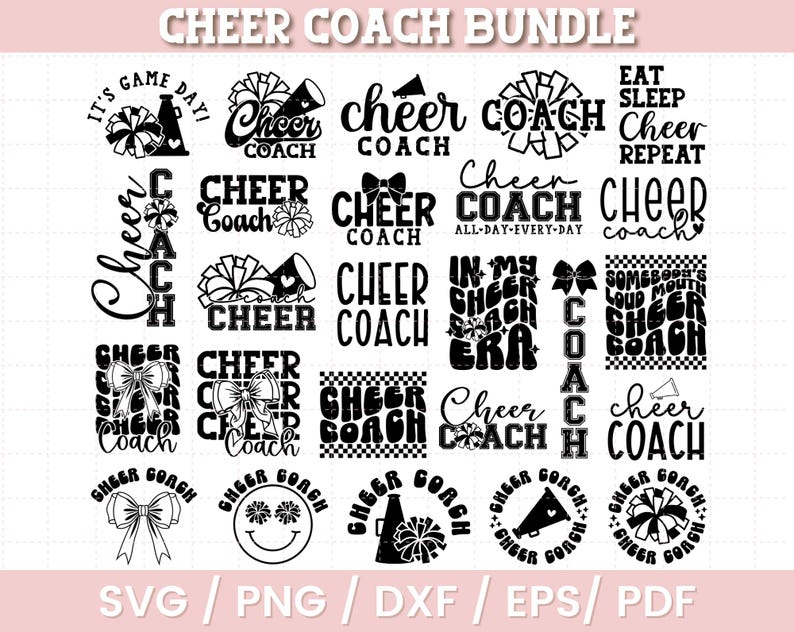 Cheercoach SVG, Cheercoach-paket PNG, Cheercoach-presentsvg, Cheercoach-skjorta-svg, Cheercoach-erans svg, sublimerings-png, dxf eps pdf bild 1