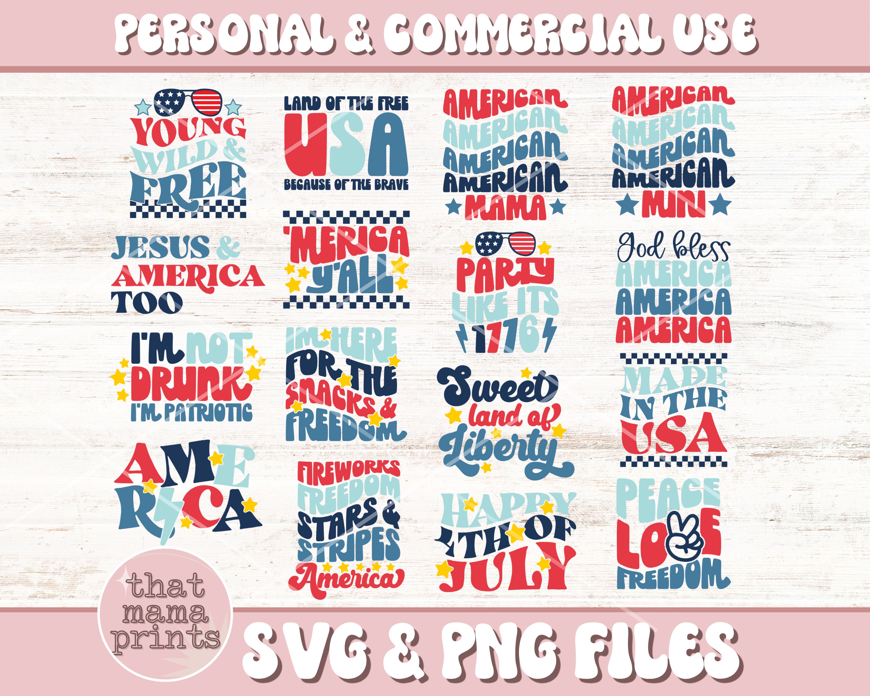 Retro 4th of July SVG Bundle, July 4th Png Bundle, Independence Day SVG ...
