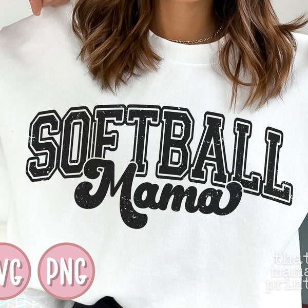 Softball Mama Svg & Png, Softball Mom Svg, Distressed Softball Png, Softball Sayings Svg, Softball Svg, Softball Mom Shirt Sublimation Png