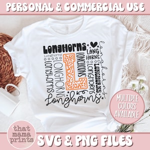 Longhorns SVG & PNG, Typography Svg, Longhorns Cheer Svg, Longhorns Football Svg, Longhorns Mascot Svg, Longhorns Shirt Svg, Sublimation Png