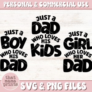 Solo un papà che ama i suoi figli SVG e PNG, Festa del papà Svg, Camicie abbinate a me e papà, Padre e figlio Svg, Papà e figlia Png Sublimazione