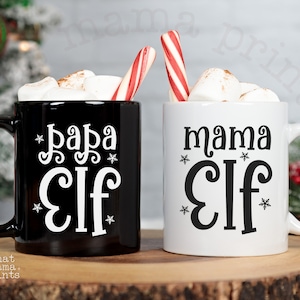 Mama Elf e Papa Elf Svg & Png, Mommy Elf Svg, Daddy Elf Svg, Mama Claus Svg, Christmas Svg, Elf Crew Svg, Funny Christmas Mug Svg Png