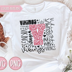 Vikings Svg & PNG, Typography Svg, Vikings Cheer Svg, Vikings Football Svg, Vikings Baseball Svg, Vikings Mascot, Vikings Shirt Sublimation