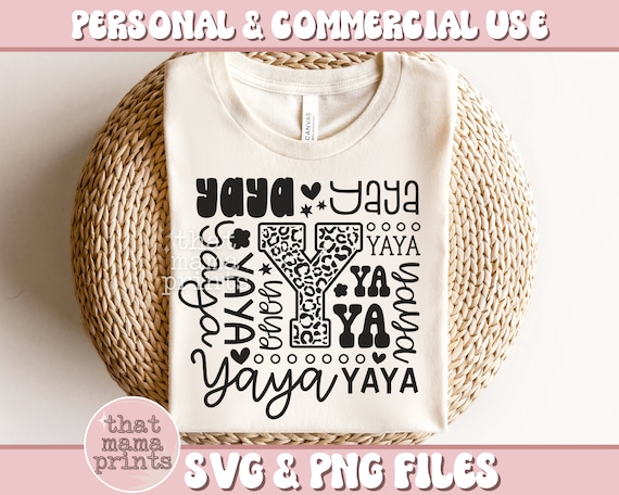 Yaya Typography SVG & PNG, Yaya Svg, Mothers Day Svg, Yaya Shirt Svg, Meme Quote Svg, Grandma Svg, Leopard Print Svg, Yaya Sublimation Png