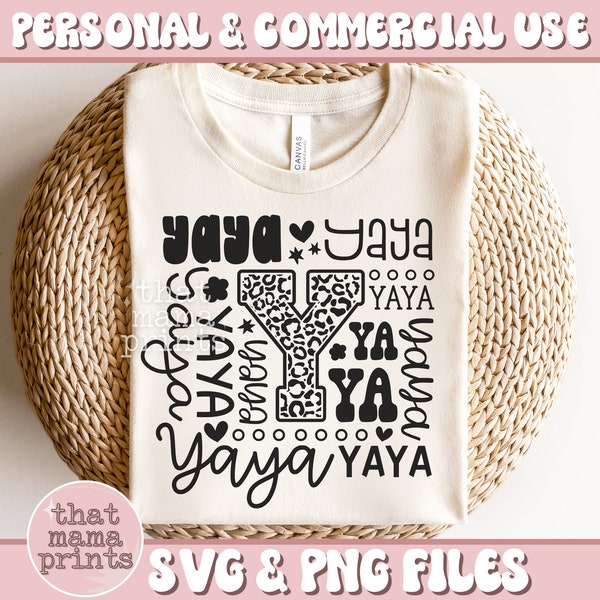 Yaya Typography SVG & PNG, Yaya Svg, Mothers Day Svg, Yaya Shirt Svg, Meme Quote Svg, Grandma Svg, Leopard Print Svg, Yaya Sublimation Png