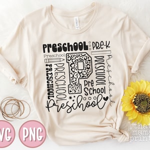 Preschool SVG & PNG, Pre-K Typography Svg, Pre K Svg, Preschool Shirt Svg, Preschool Teacher Svg, Leopard Print Svg, Preschool Sublimation