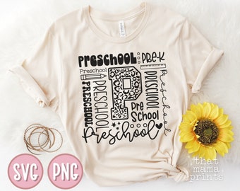Preschool SVG & PNG, Pre-K Typography Svg, Pre K Svg, Preschool Shirt Svg, Preschool Teacher Svg, Leopard Print Svg, Preschool Sublimation
