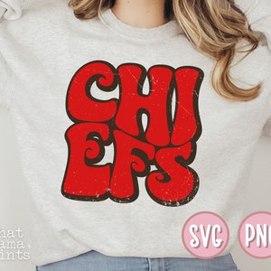 Retro Chiefs Shirt SVG & PNG, Wavy Chiefs Svg, Chiefs Cheer Svg, Chiefs Football Svg, Chiefs Baseball Svg, Mascot Svg, Chiefs Sublimation